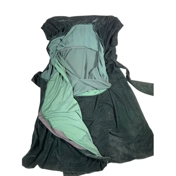 Lauren Ralph Lauren Plus Size 18W Green Velvet Faux Wrap Cocktail Dress - Picture 4 of 13